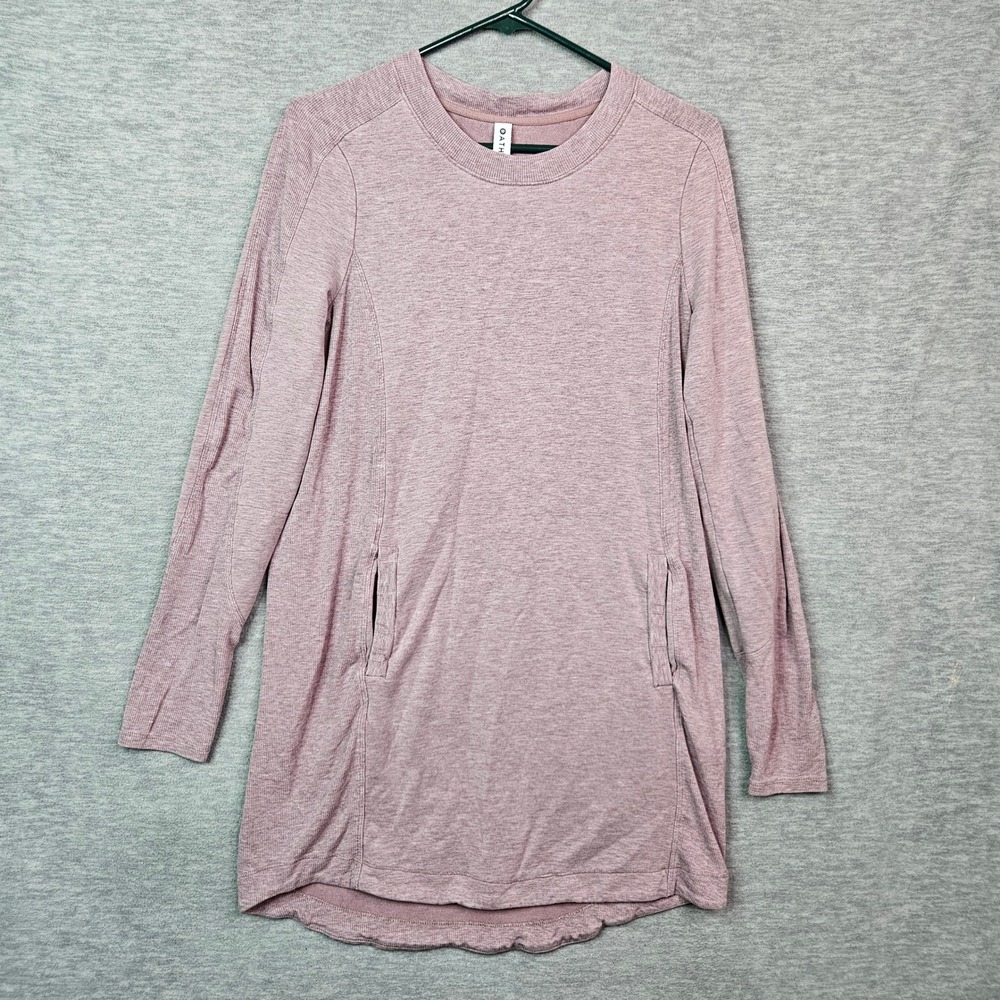 Athleta Women's Mauve Pink Heather Long Sleeve Pockets Tunic Sweatshirt Sz SP